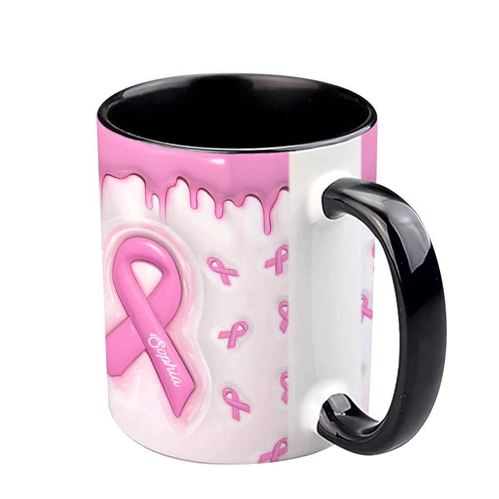 Pink Is My Signature Color - Personalized Breast Cancer Awareness Accent Mug