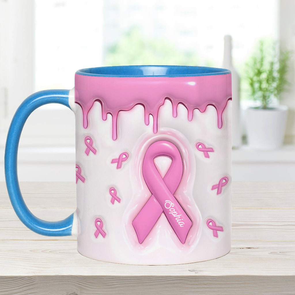 Pink Is My Signature Color - Personalized Breast Cancer Awareness Accent Mug