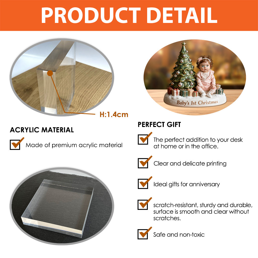 Baby's 1st Christmas - Personalized Kid Custom Shaped Acrylic Plaque