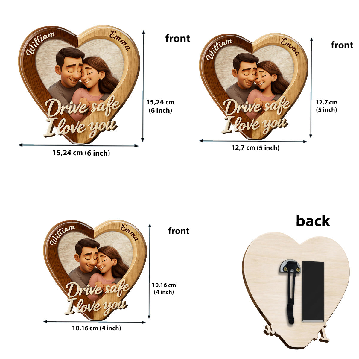 Drive Safe I Love You - Personalized Couple Shaped Car Visor Clip