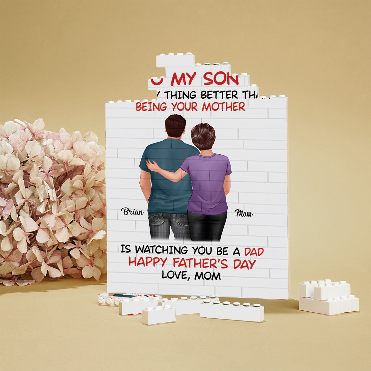 To My Son - Personalized Father Vertical Rectangle Building Brick Blocks Printed On Both Sides