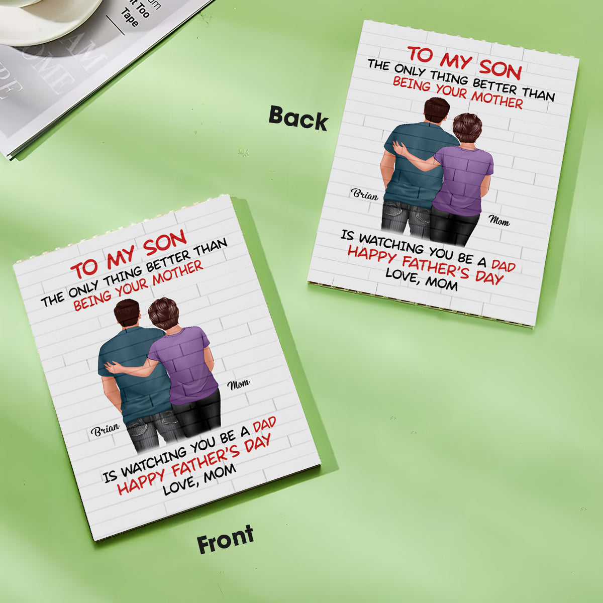 To My Son - Personalized Father Vertical Rectangle Building Brick Blocks Printed On Both Sides