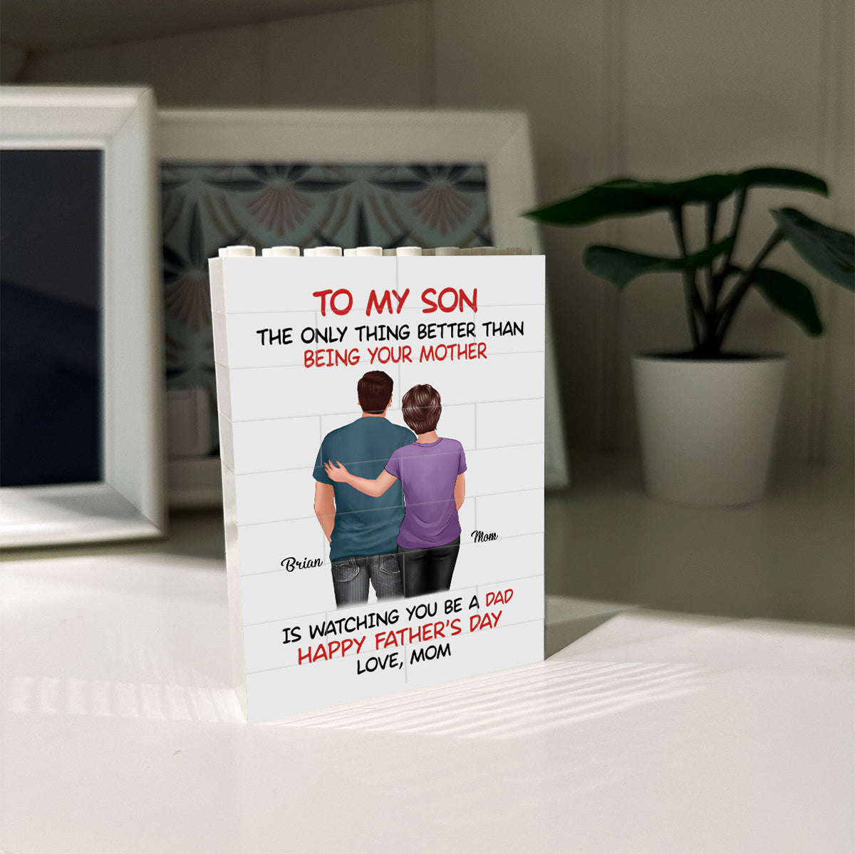To My Son - Personalized Father Vertical Rectangle Building Brick Blocks Printed On Both Sides