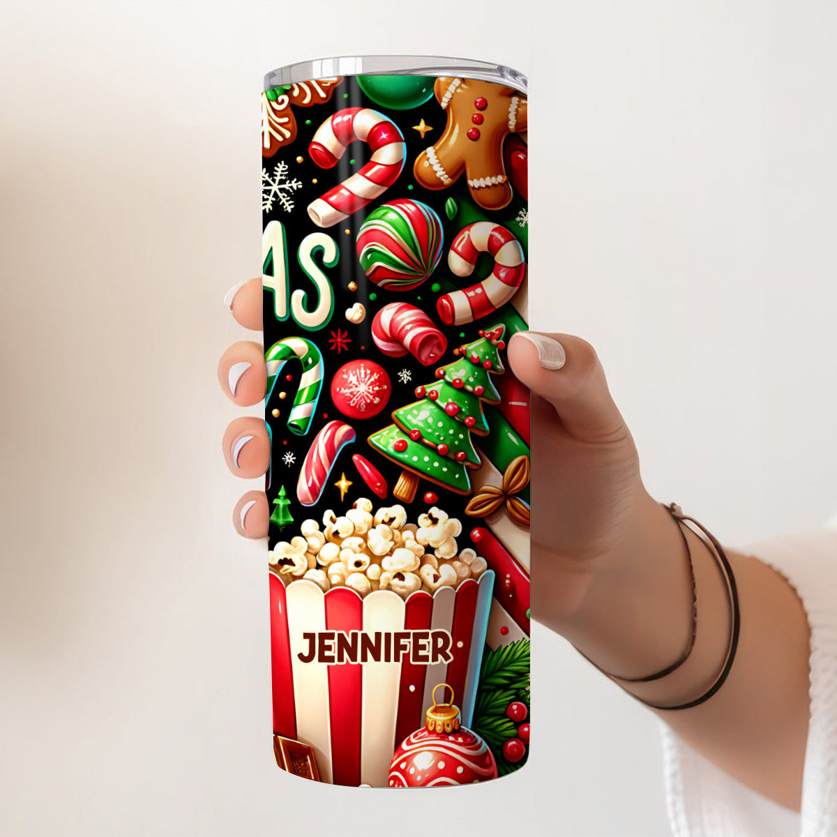 Christmas Movie Watching - Personalized Christmas Skinny Tumbler