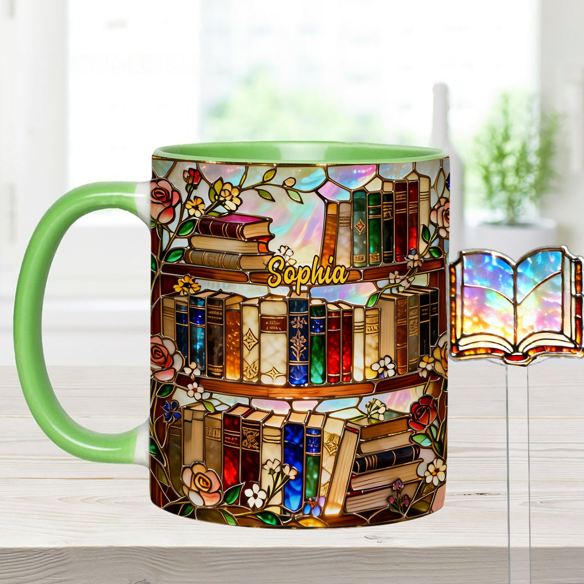 Love Books - Personalized Book Set Accent Mug with Acrylic Stirrers