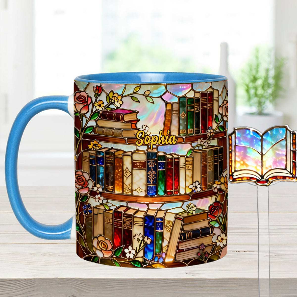 Love Books - Personalized Book Set Accent Mug with Acrylic Stirrers