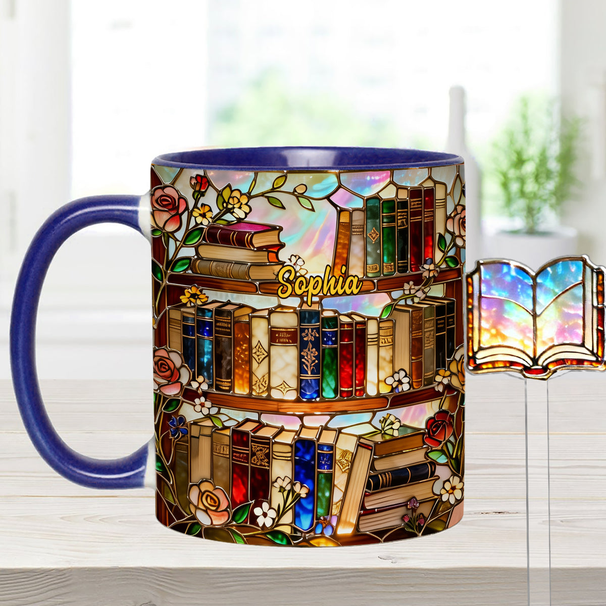 Love Books - Personalized Book Set Accent Mug with Acrylic Stirrers