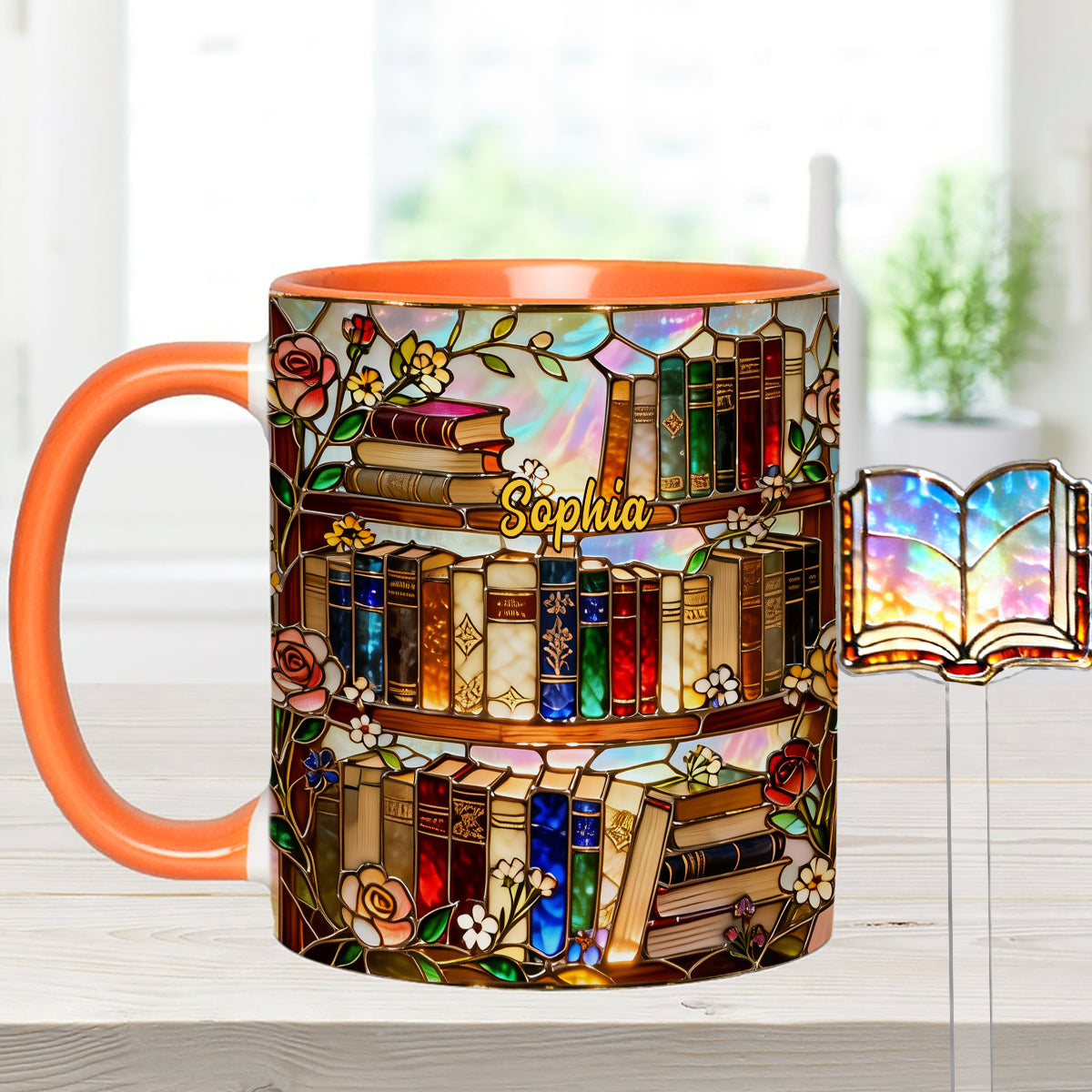 Love Books - Personalized Book Set Accent Mug with Acrylic Stirrers