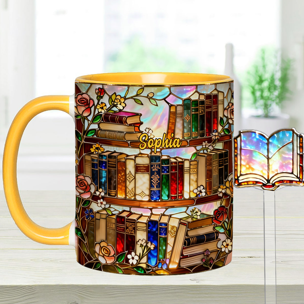 Love Books - Personalized Book Set Accent Mug with Acrylic Stirrers