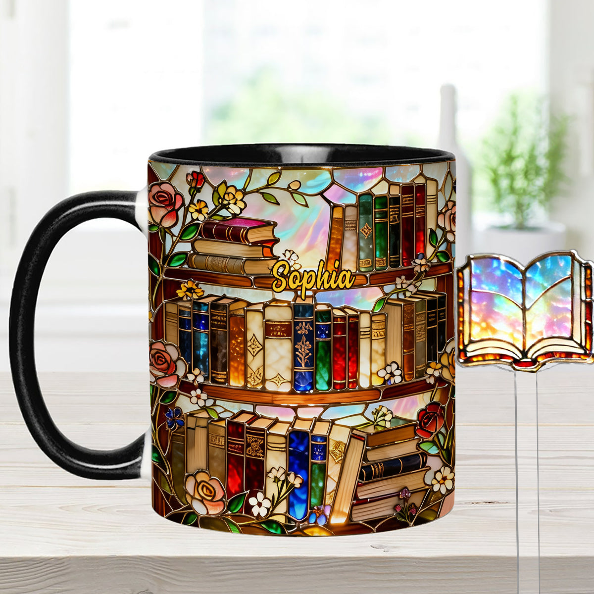 Love Books - Personalized Book Set Accent Mug with Acrylic Stirrers