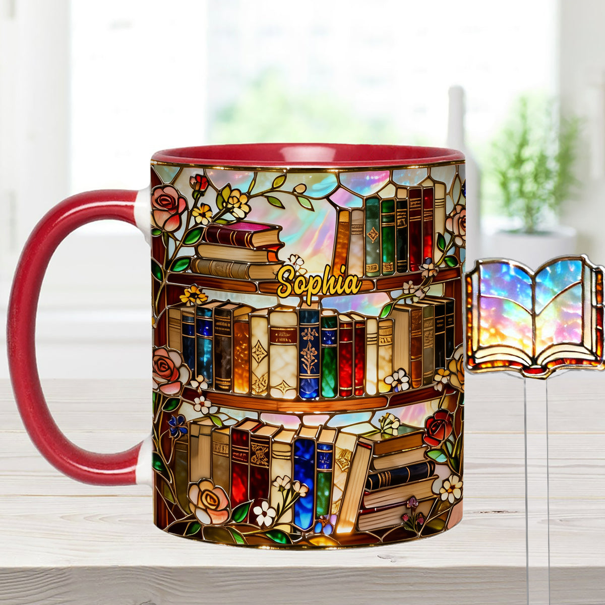 Love Books - Personalized Book Set Accent Mug with Acrylic Stirrers