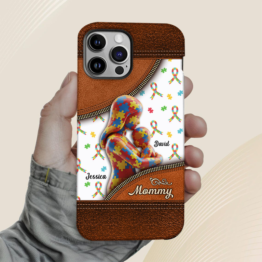 The Love Of A Mother - Personalized Autism Awareness Full Print Phone Case