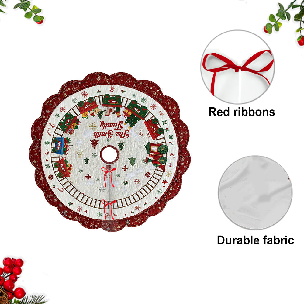 Family Christmas Train - Personalized Family Shaped Tree Skirt