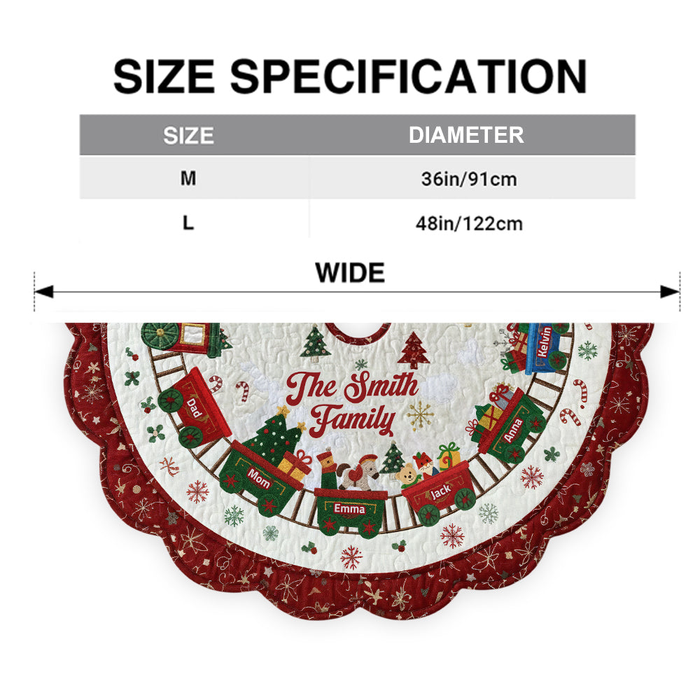 Family Christmas Train - Personalized Family Shaped Tree Skirt