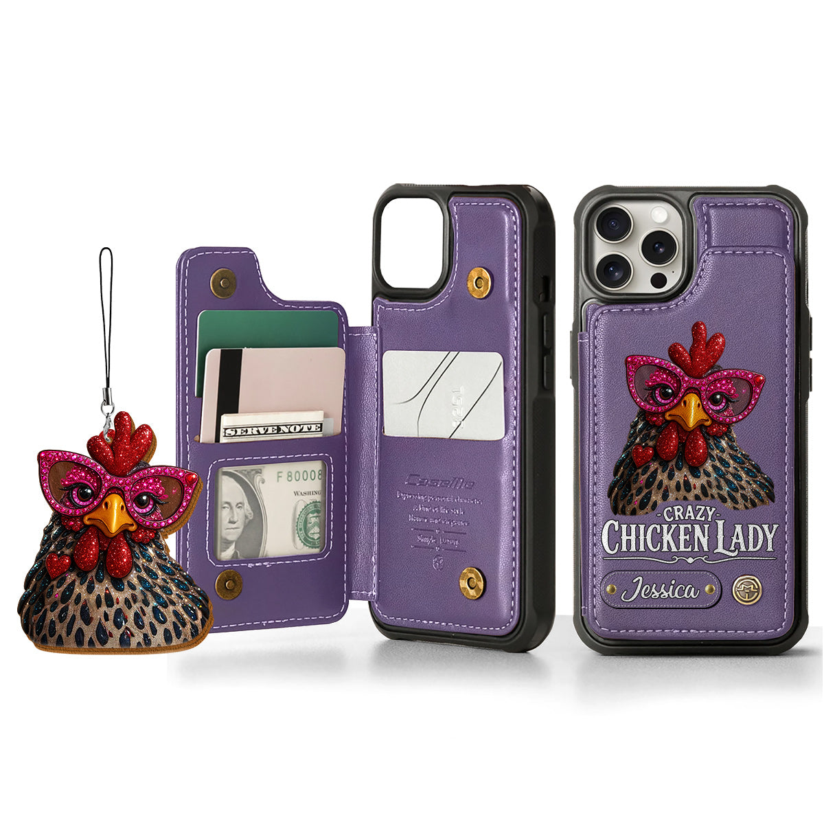 Crazy Chicken Lady - Personalized Chicken Wallet Phone Case