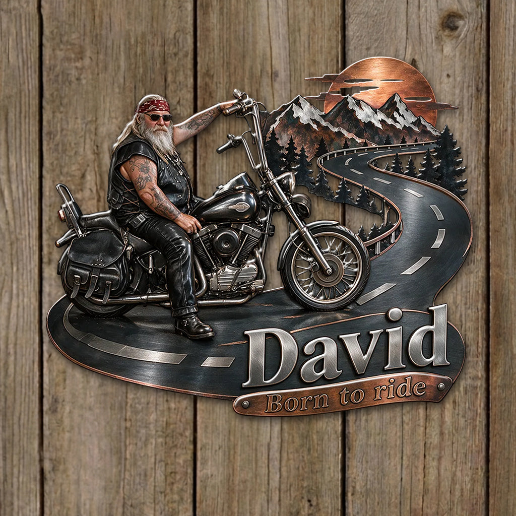 Biker Gift - Personalized Biker 3D Printed Cut Metal Sign