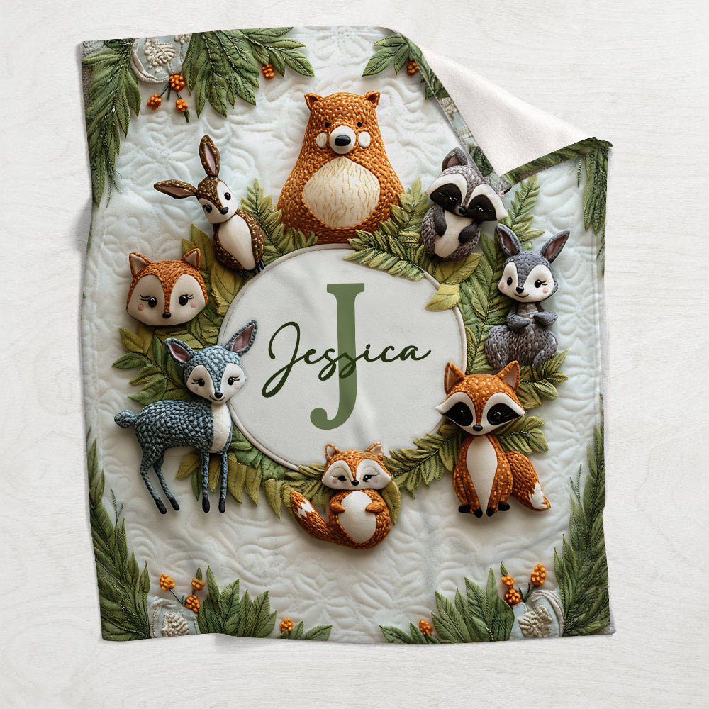 Cute Animals Baby Blanket - Personalized Newborn Blanket