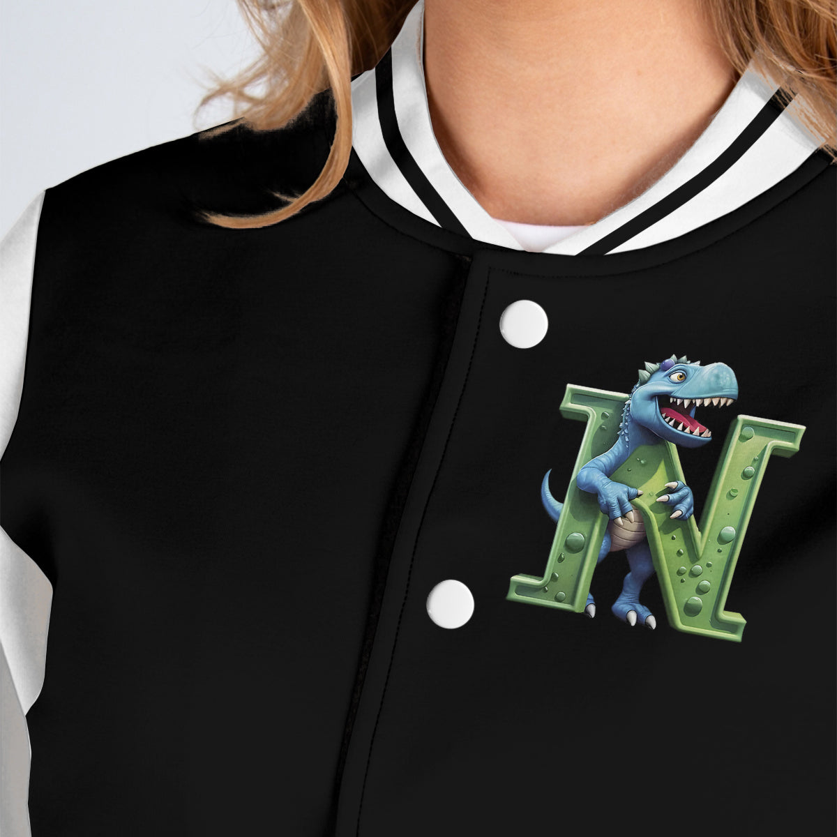Initial Dinosaurs For Boys And Girls - Personalized Kid Varsity Jacket
