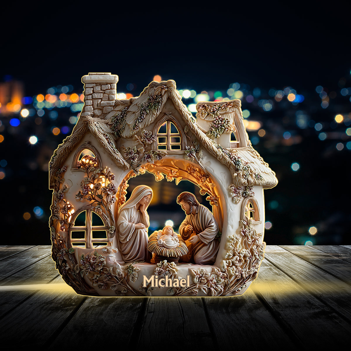Nativity Scene - Personalized Christian Acrylic LED Night Light