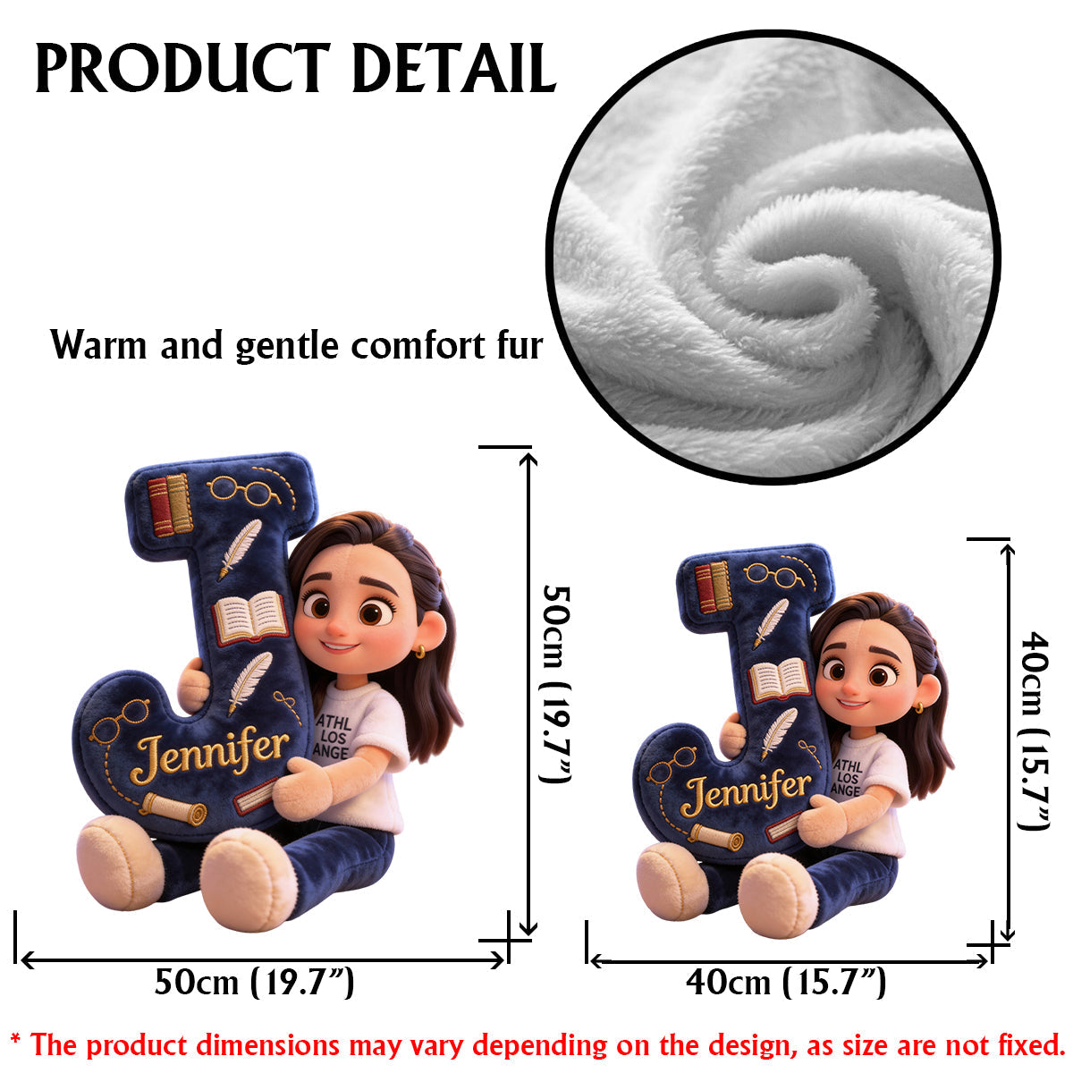 Cozy Alphabet Library - Personalized Book Faux Fur Shaped Pillow