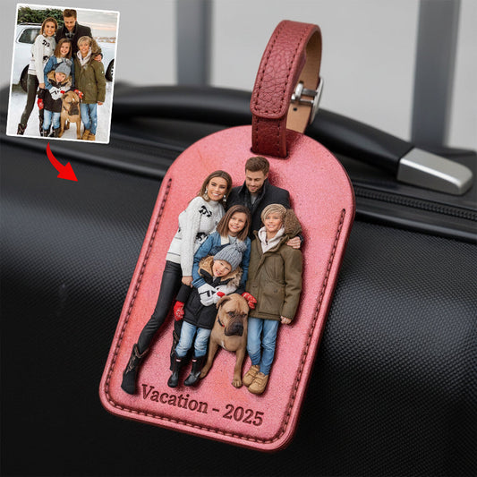 Custom Photo - Personalized Family Leather Luggage Tag