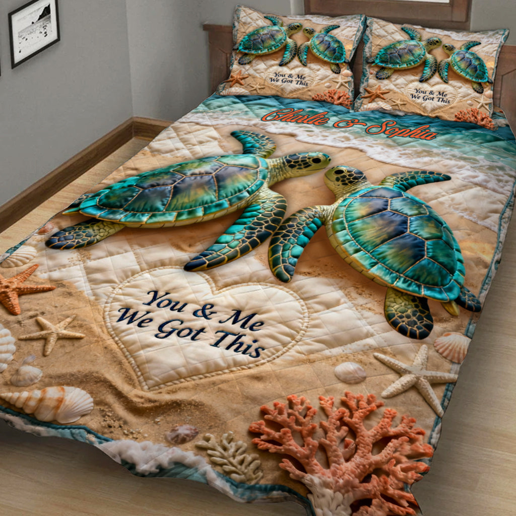 You & Me We Got This - Personalized Turtle Quilt Set