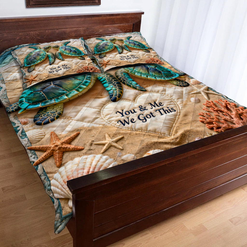 You & Me We Got This - Personalized Turtle Quilt Set