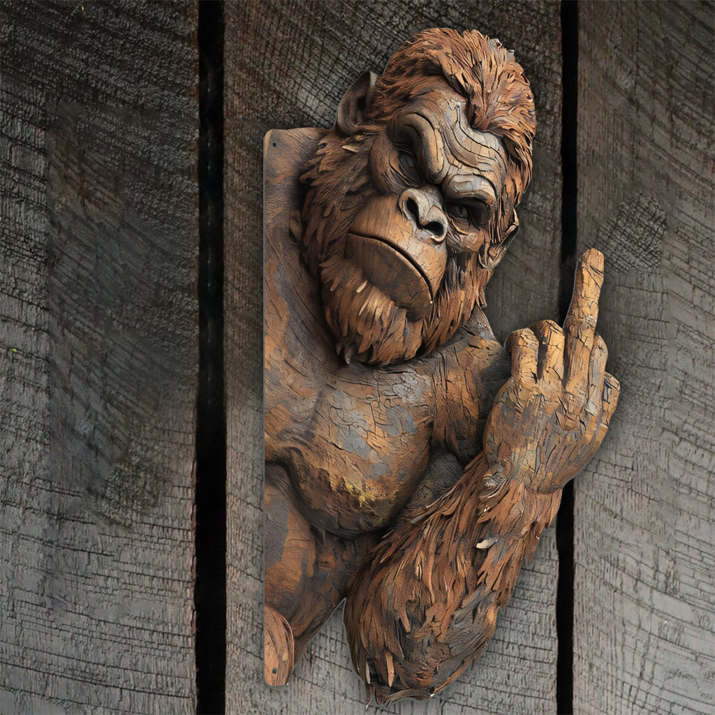 Funny Sasquatch - Personalized Hiking Cut Metal Sign