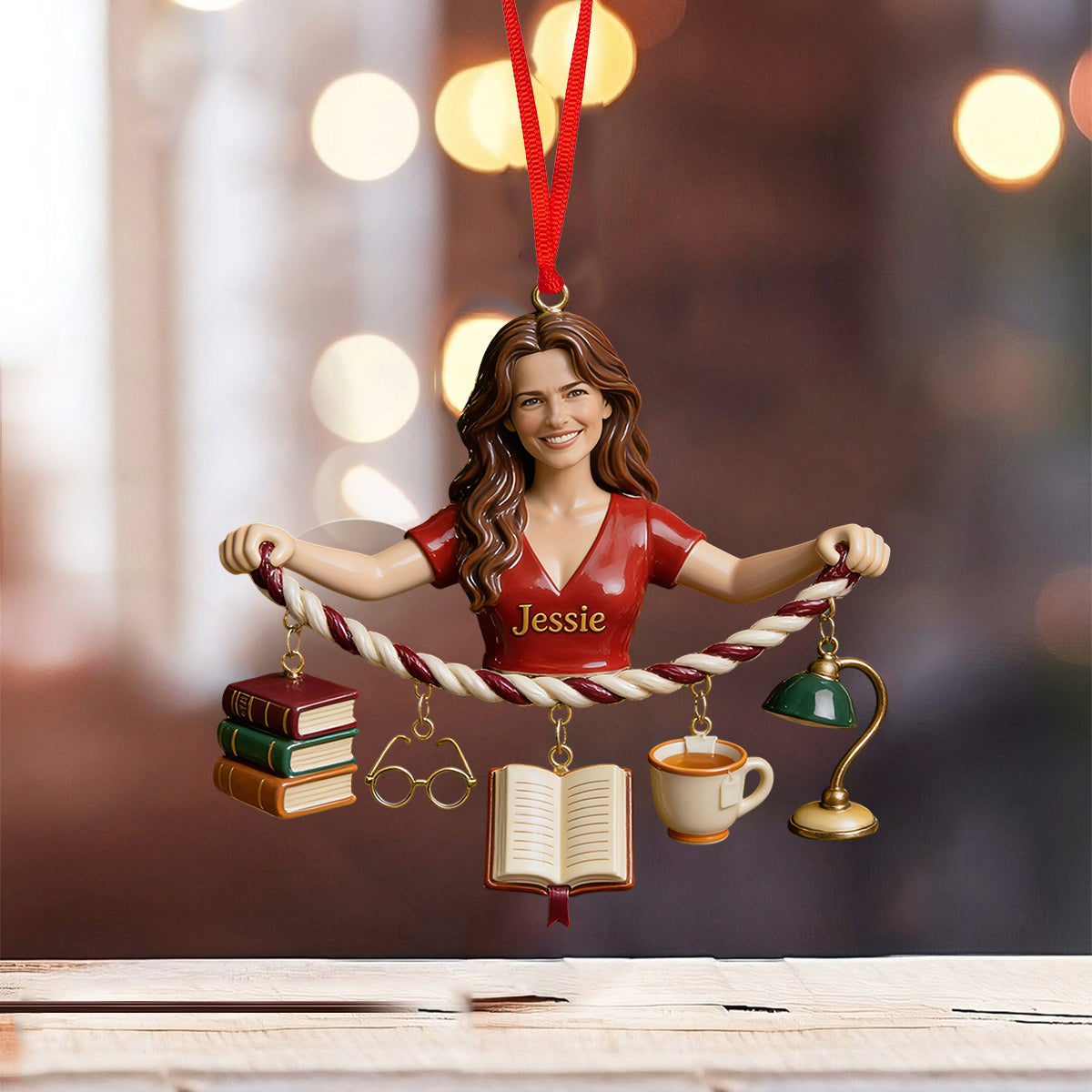 Love Reading - Personalized Book Ornament With Charm