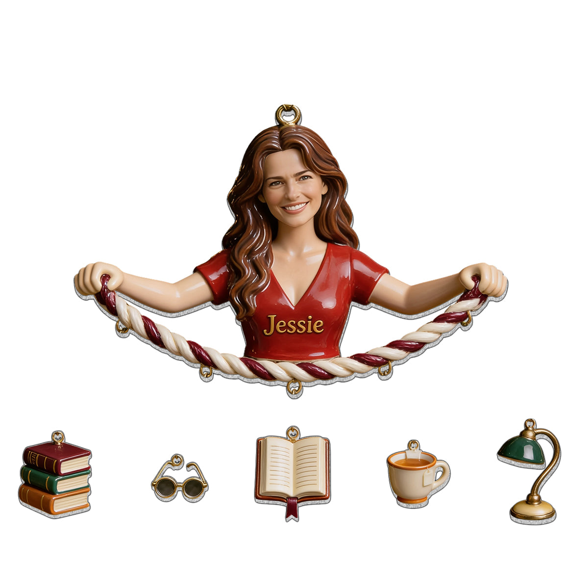 Love Reading - Personalized Book Ornament With Charm