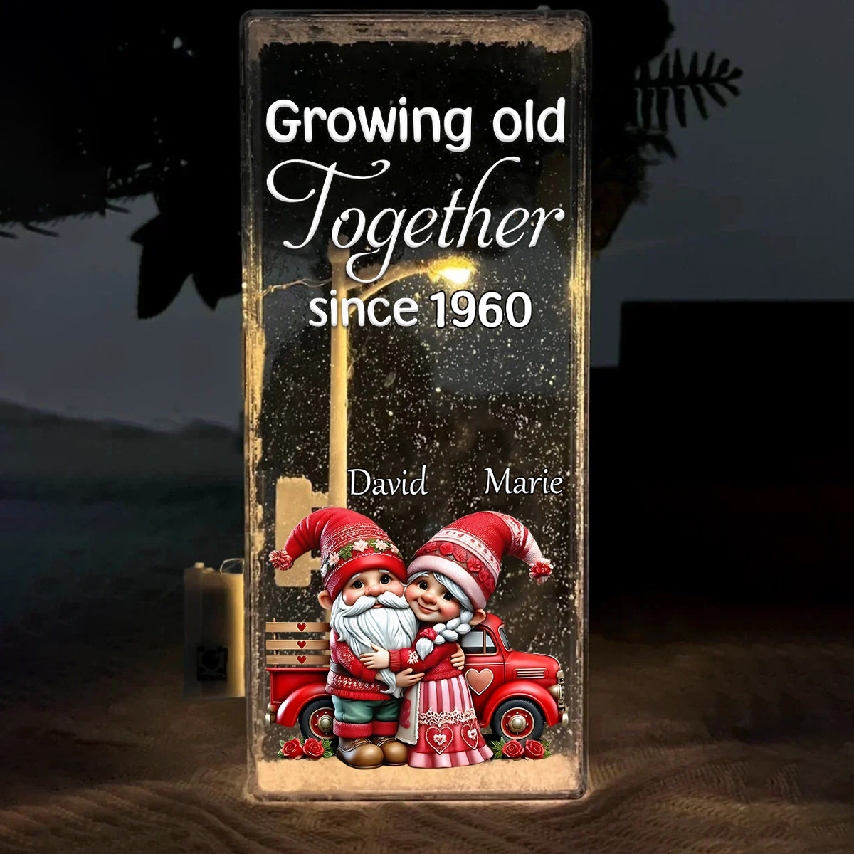 Growing Old Together Since - Personalized Couple Snowflake Night Light