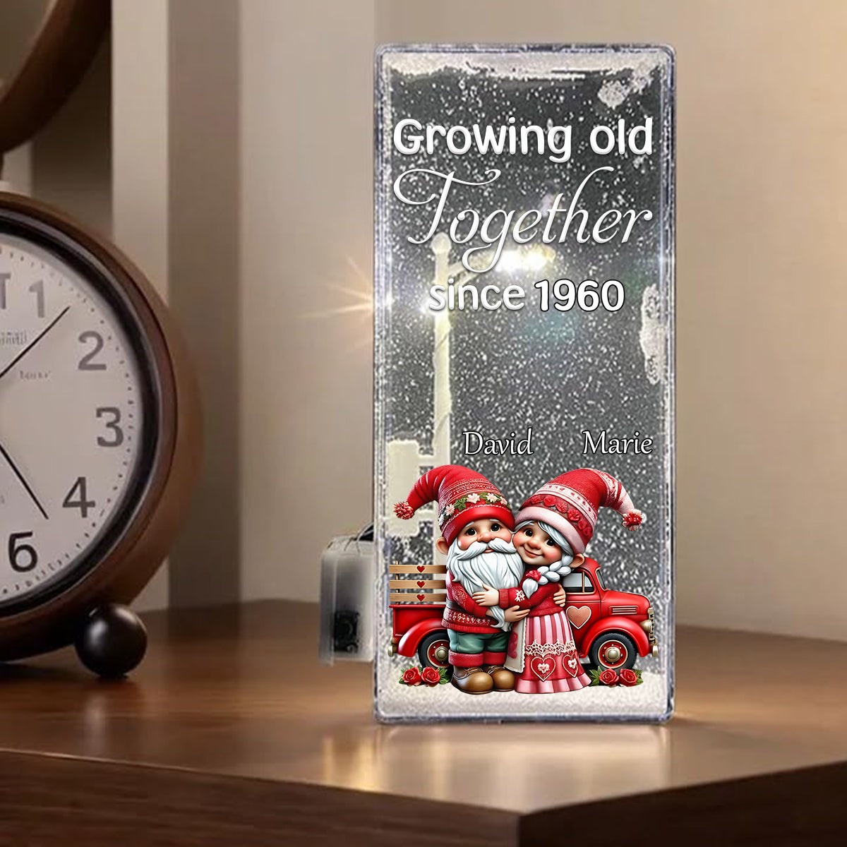 Growing Old Together Since - Personalized Couple Snowflake Night Light