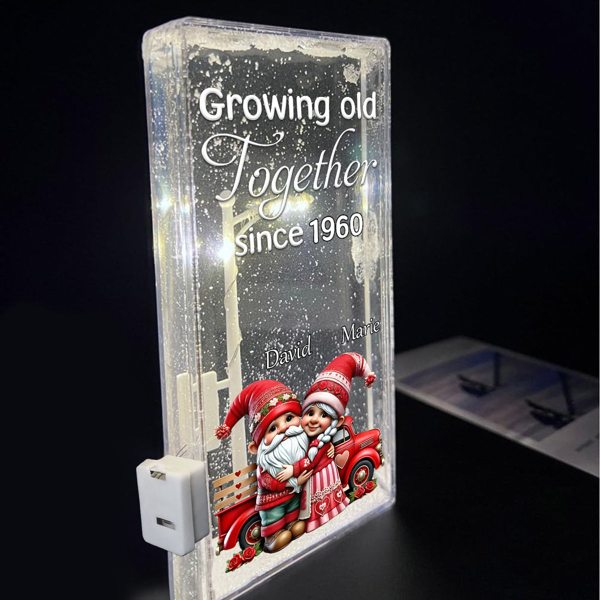 Growing Old Together Since - Personalized Couple Snowflake Night Light