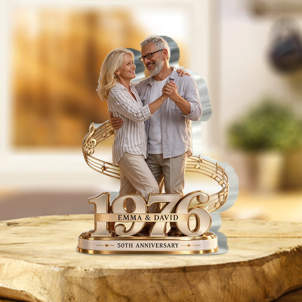 Personalized Couple Gift, Romantic Anniversary Figurine for Husband Wife with Names and Date, Boyfriend Girlfriend Gift - Personalized Couple Custom Shaped Acrylic Plaque