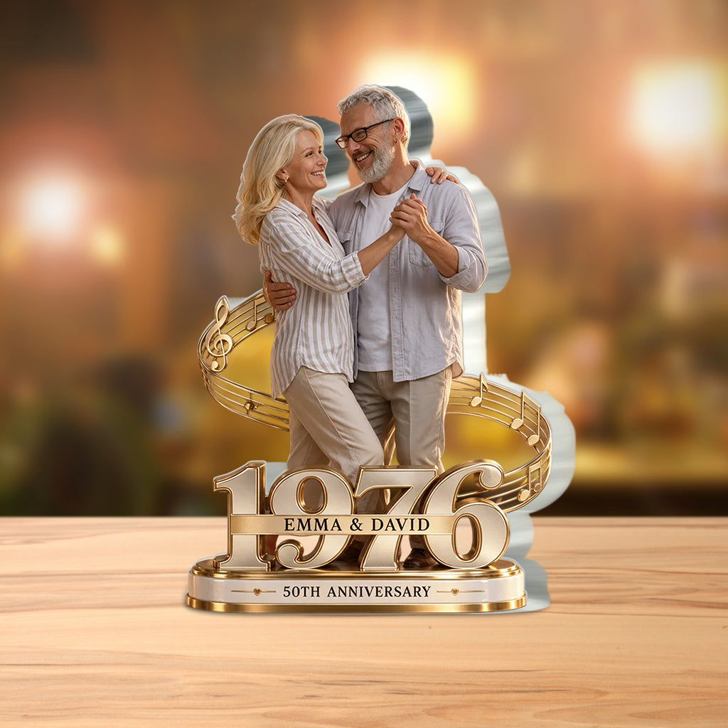 Personalized Couple Gift, Romantic Anniversary Figurine for Husband Wife with Names and Date, Boyfriend Girlfriend Gift - Personalized Couple Custom Shaped Acrylic Plaque