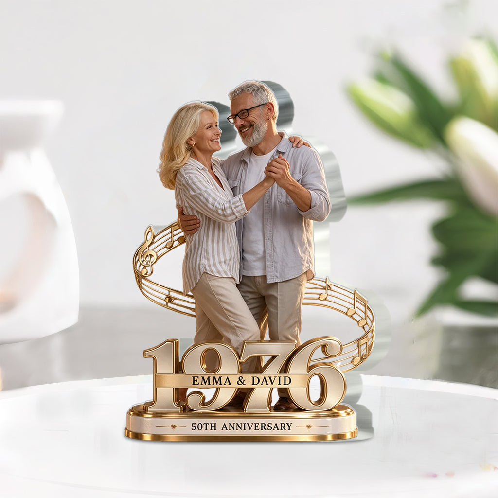 Personalized Couple Gift, Romantic Anniversary Figurine for Husband Wife with Names and Date, Boyfriend Girlfriend Gift - Personalized Couple Custom Shaped Acrylic Plaque