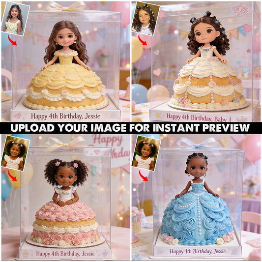 Princess Doll Birthday Cake - Personalized Kid Custom Shaped Acrylic Plaque