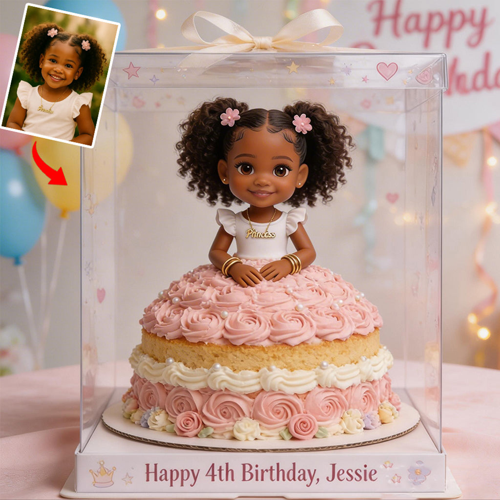 Princess Doll Birthday Cake - Personalized Kid Custom Shaped Acrylic Plaque
