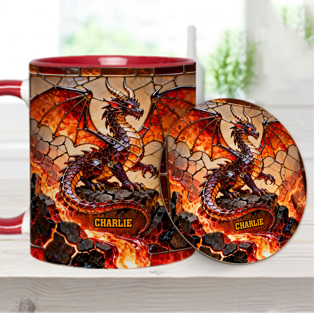 Fire Dragon - Personalized Dragon Accent Mug & Coaster