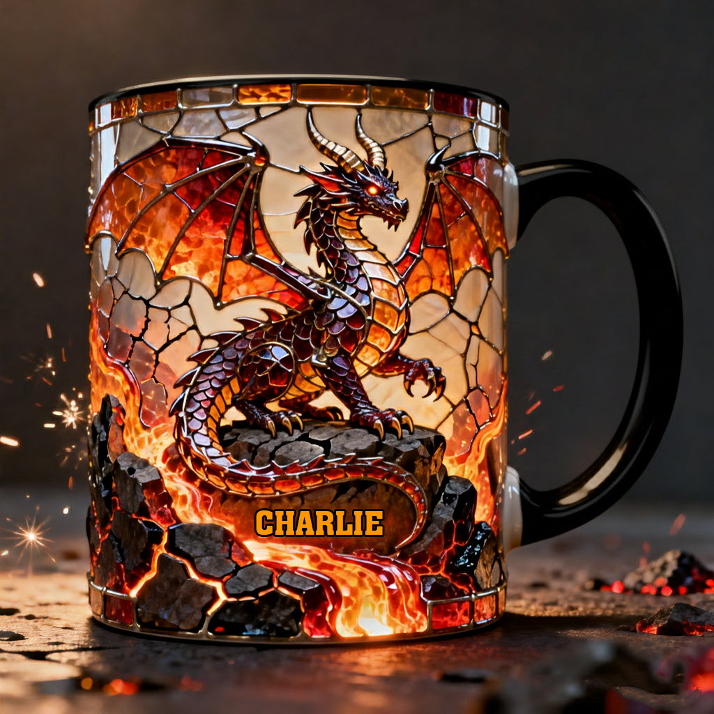 Fire Dragon - Personalized Dragon Accent Mug & Coaster