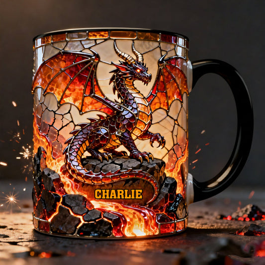 Fire Dragon - Personalized Dragon Accent Mug & Coaster