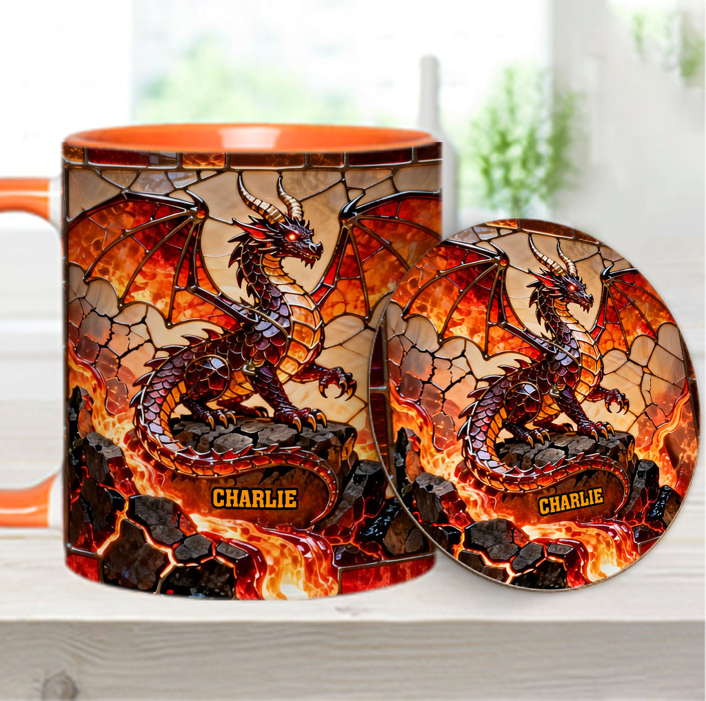 Fire Dragon - Personalized Dragon Accent Mug & Coaster