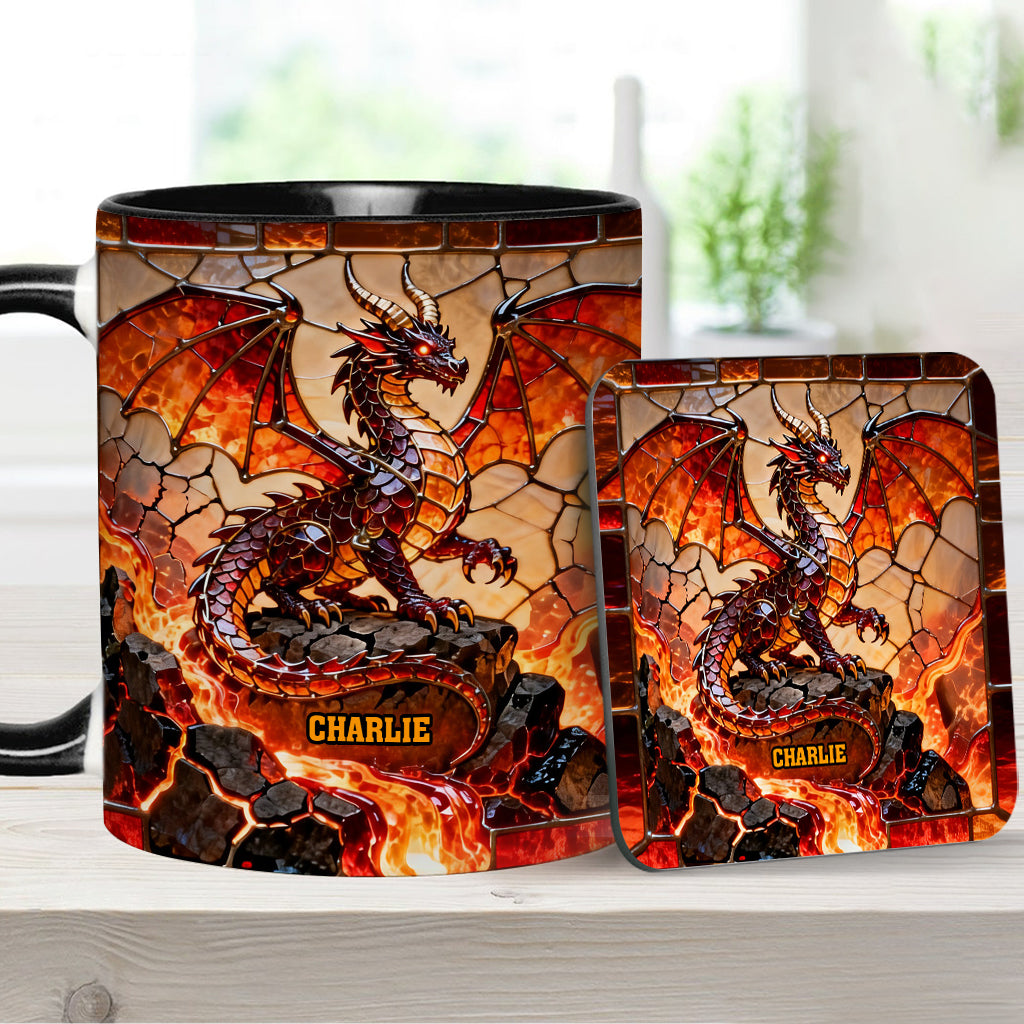 Fire Dragon - Personalized Dragon Accent Mug & Coaster