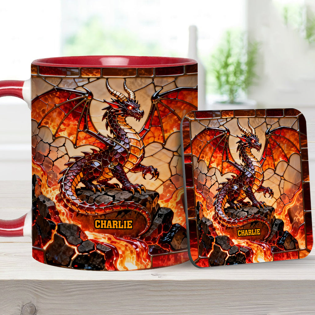 Fire Dragon - Personalized Dragon Accent Mug & Coaster