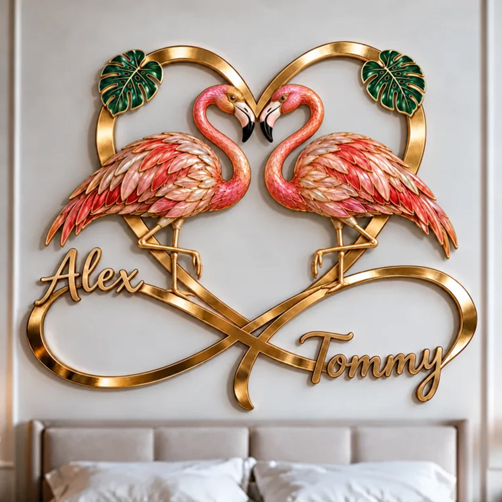 You & Me We Got This - Personalized Flamingo 3D Printed Cut Metal Sign