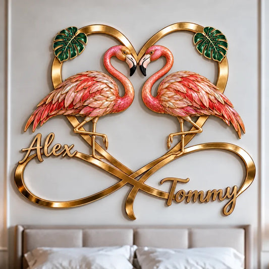 You & Me We Got This - Personalized Flamingo 3D Printed Cut Metal Sign