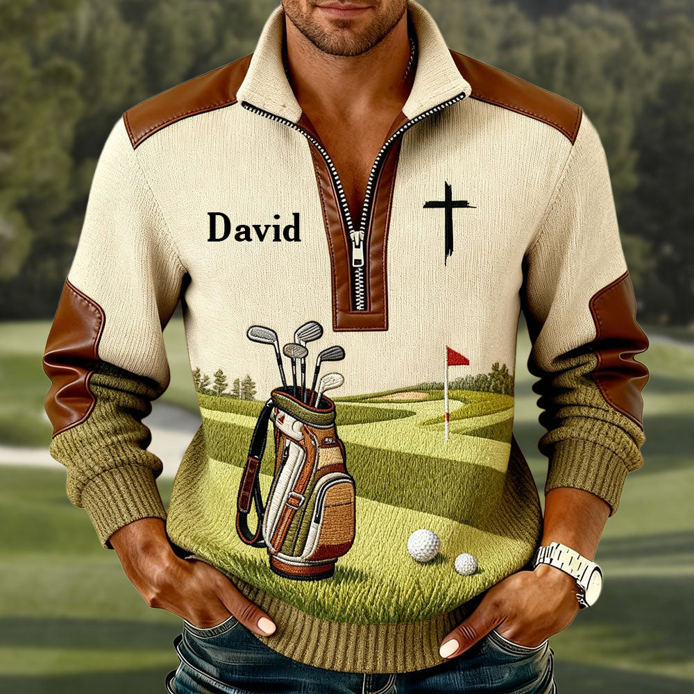 Coolest Golfer - Personalized Golf Men Zip-Up Sweatshirt