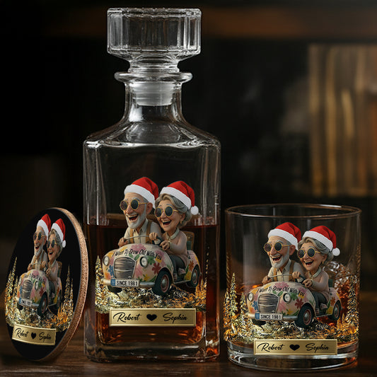 I Want To Grow Old With You - Personalized Couple Whiskey Decanter Set