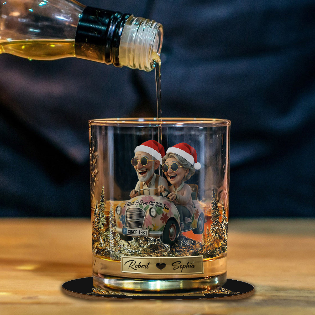 I Want To Grow Old With You - Personalized Couple Whiskey Decanter Set