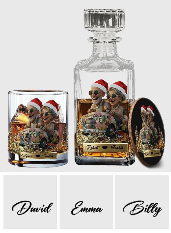 I Want To Grow Old With You - Personalized Couple Whiskey Decanter Set